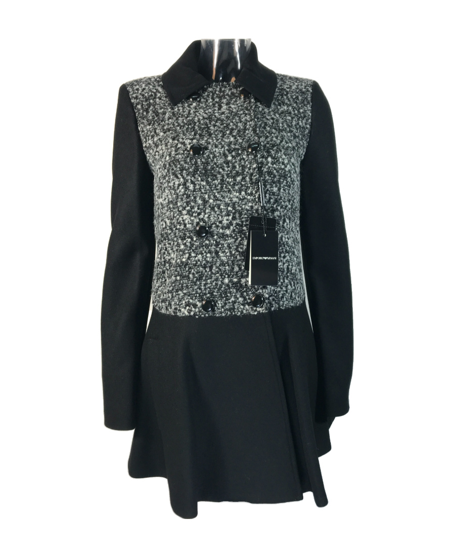 EMPORIO ARMANI LONG-SLEEVED SPLICED COAT