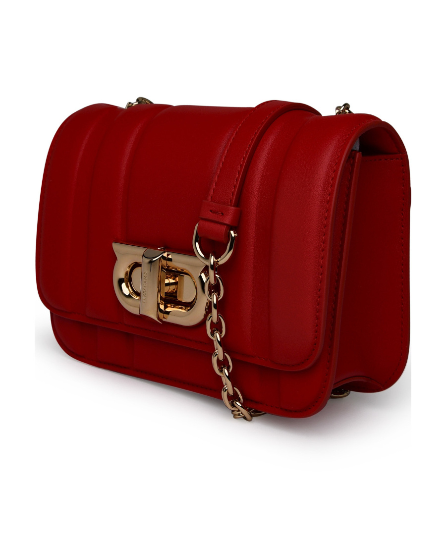 Shop Ferragamo Flip Chain Shoulder Bag In Red