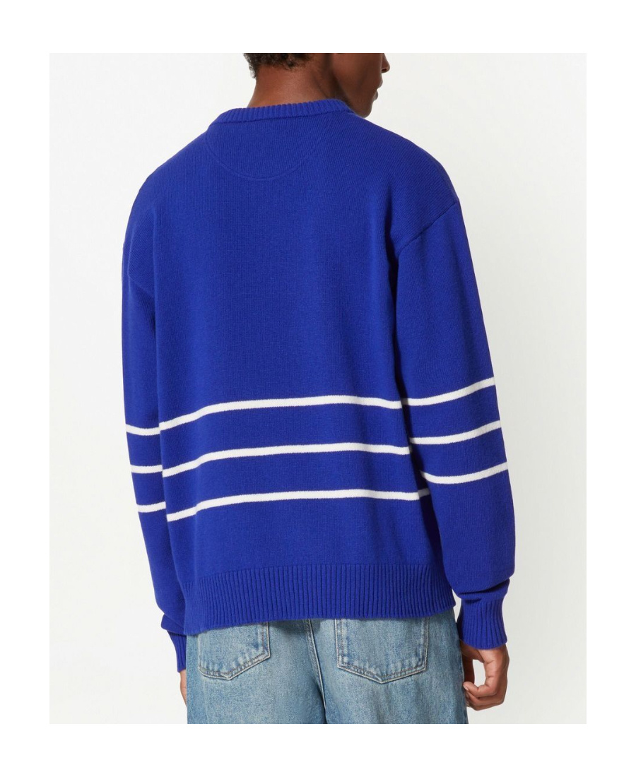 Valentino Garavani Man Sweater Blue Size L Virgin Wool In Blue
