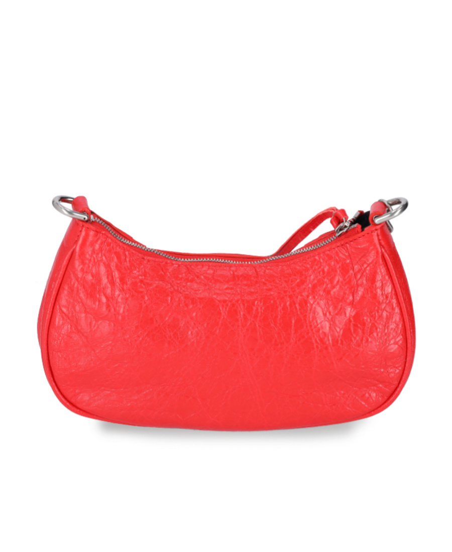 Balenciaga Le Cagole Cracked Texture Lambskin Mini Shoulder Bag In Red