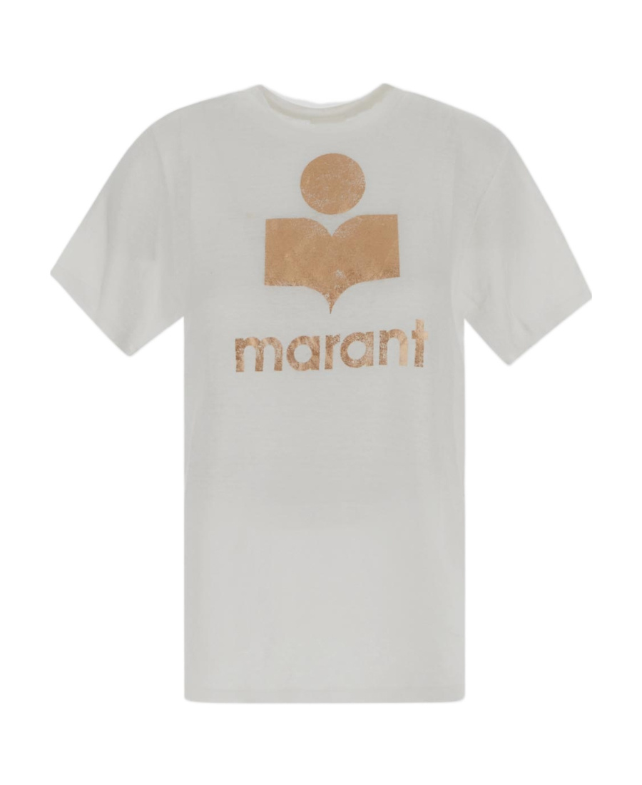 Isabel Marant Étoile 'metallic Crew Neck Graphic Print T-shirt' In White