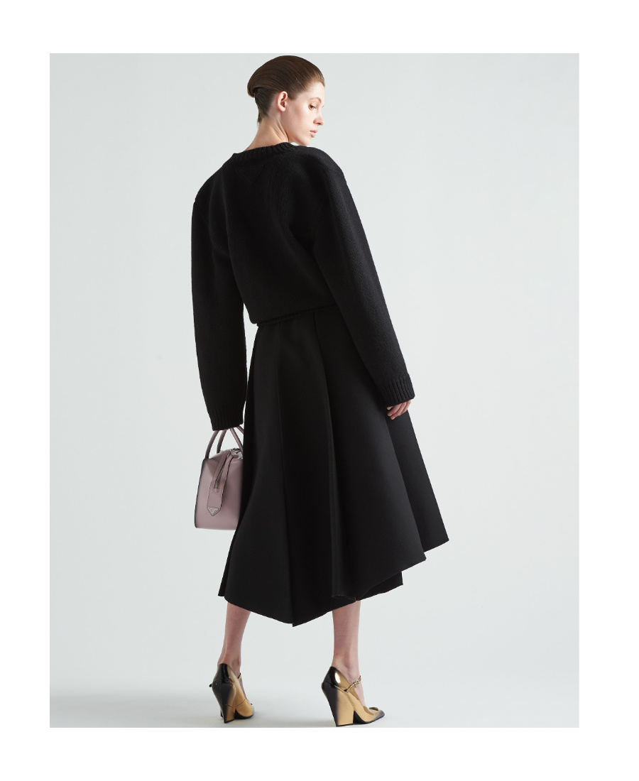 Prada Wool And Cashmere V-neck Sweater In Black