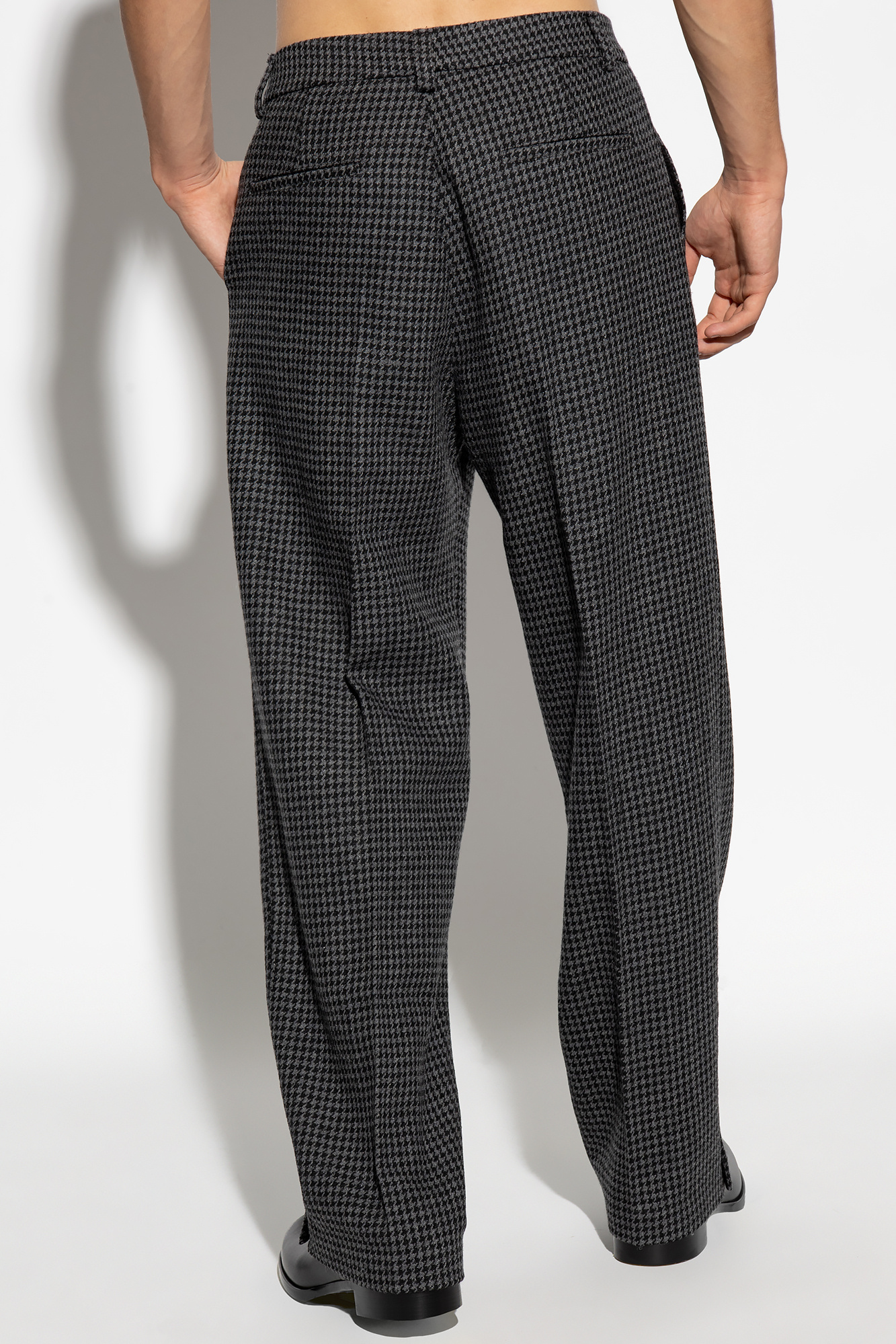 Nanushka Wilco Houndstooth-pattern Trousers In Black