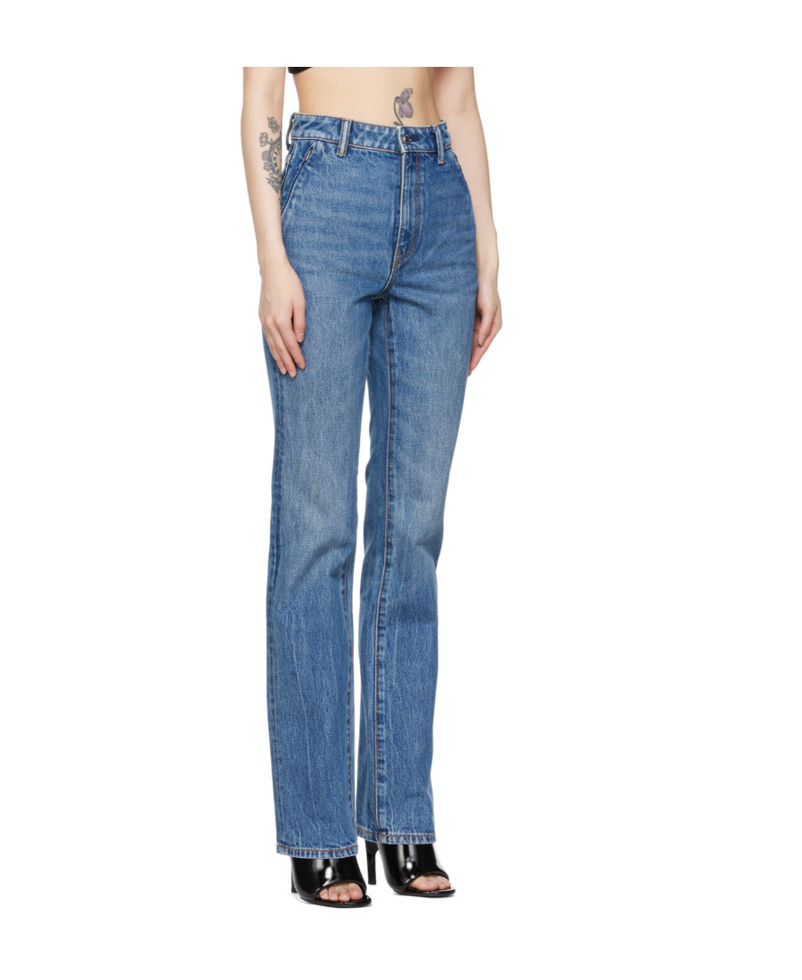 Shop Alexander Wang Logo High-waisted Jeans In Blue
