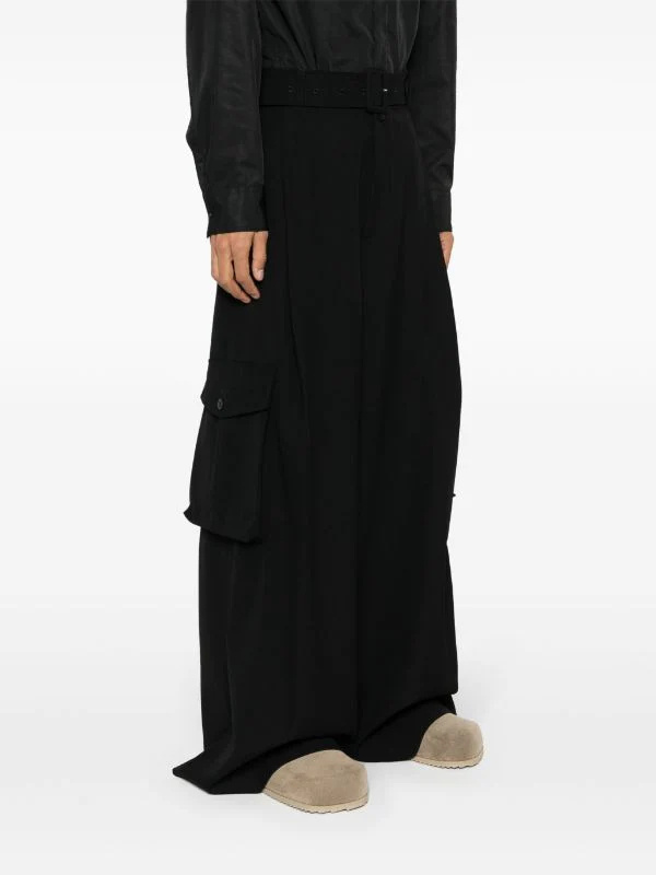 Dries Van Noten Navy-blue Wool Tris Pants In Black