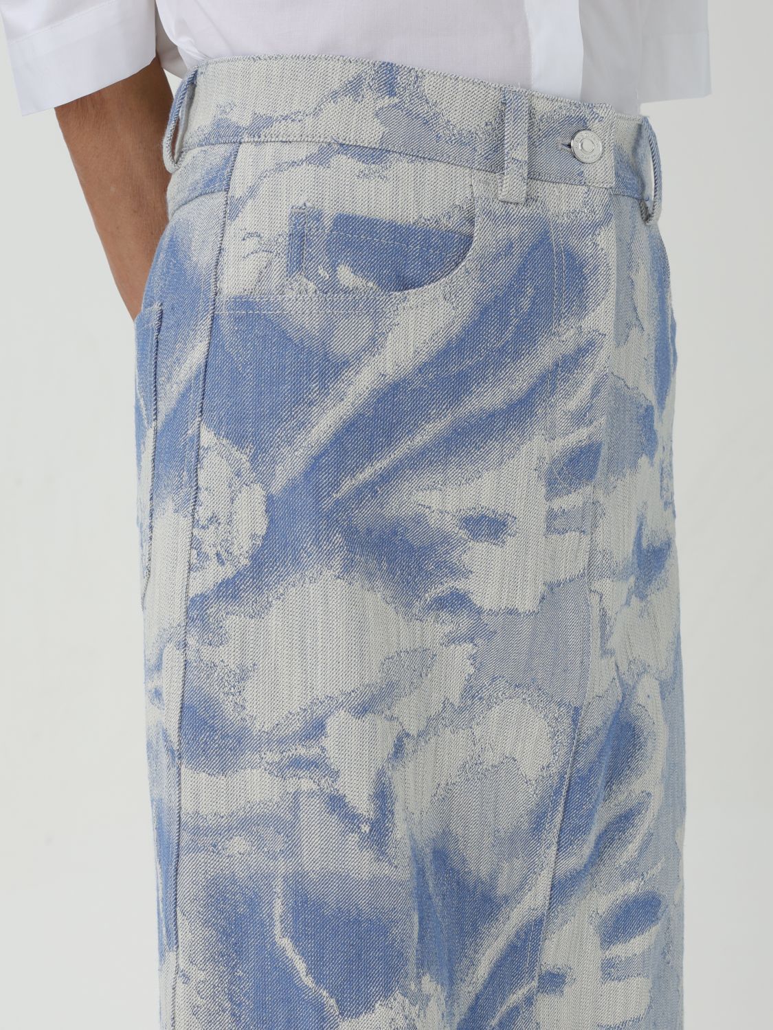 Shop Msgm Pattern-jacquard Denim Maxi Skirt In Gray