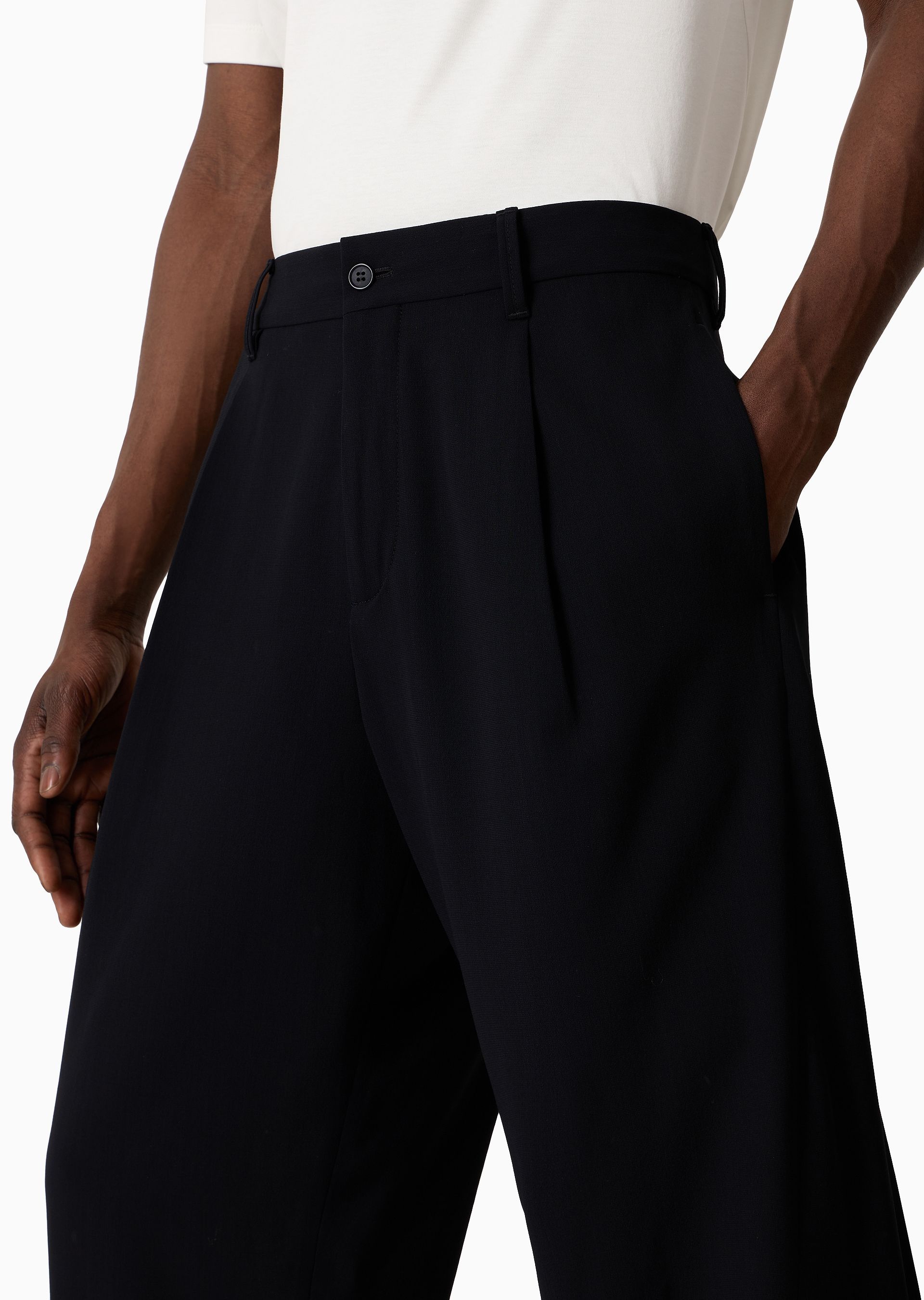 Giorgio Armani Cupro And Viscose Jacquard One-dart Trousers In Black