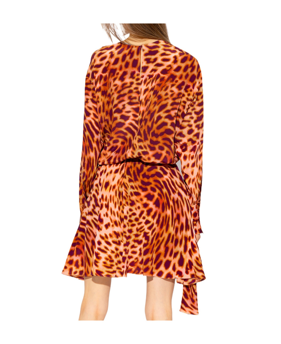 Stella Mccartney Cheetah Print Knotted Mini Dress In Red