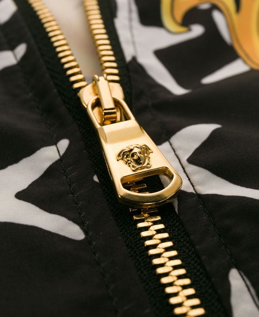 Versace Savage Baroque Printed Casual Jacket In Black