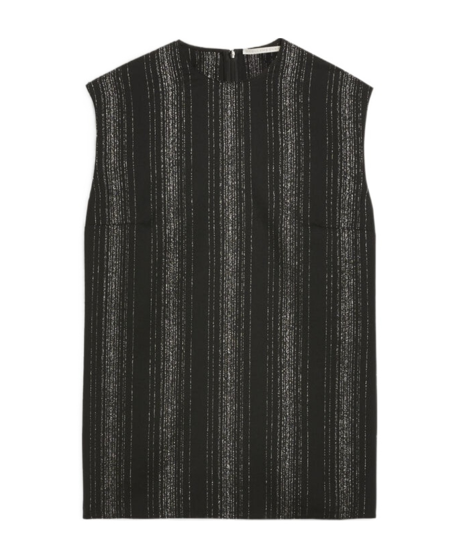 Stella Mccartney Metallic Stripe Sleeveless Crossbar Top In Black