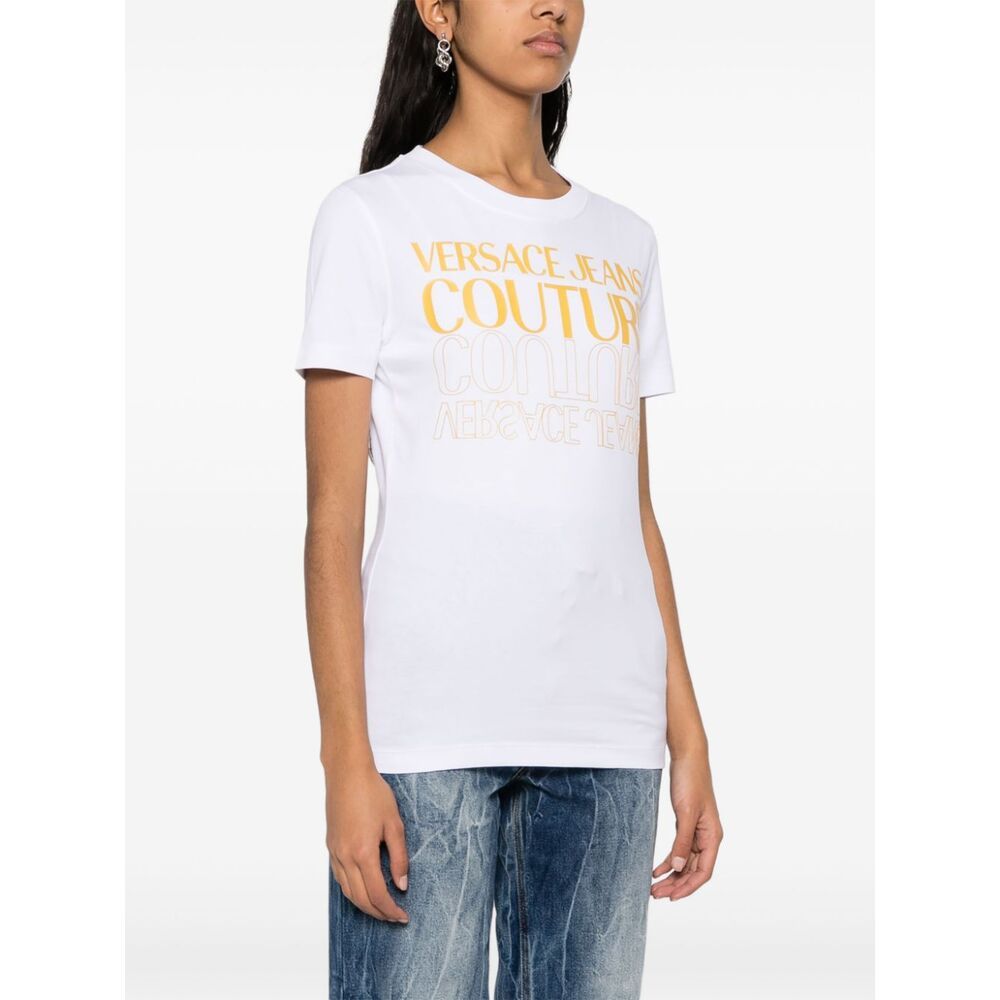 Versace Jeans Upside Down-logo Cotton T-shirt In White