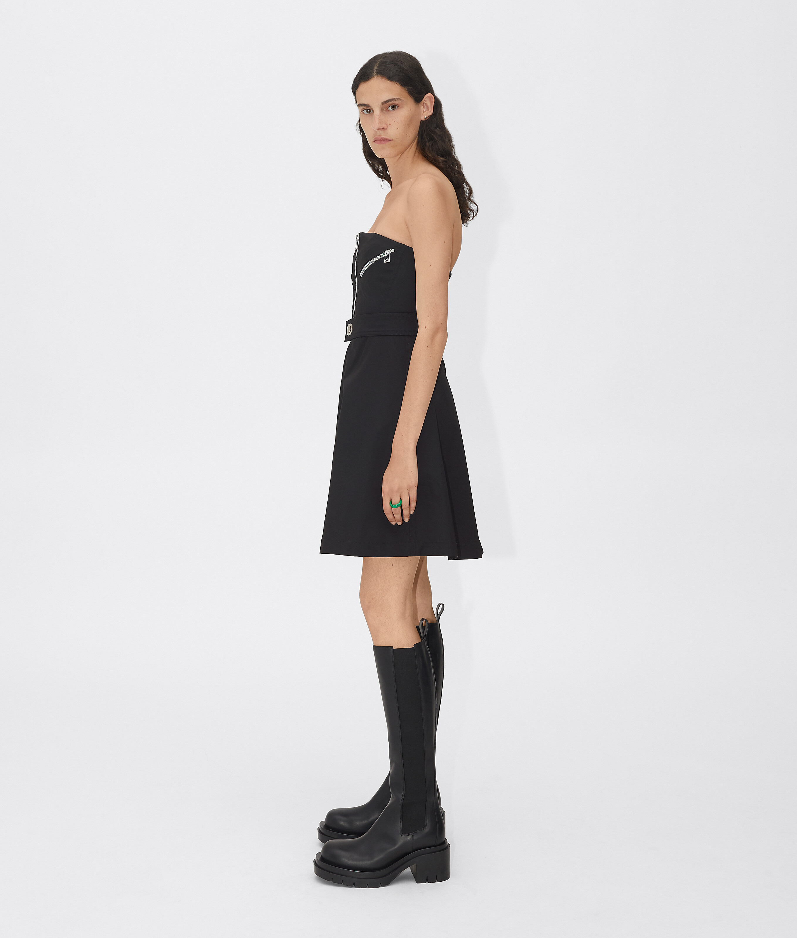Shop Bottega Veneta Strapless Belted Minidress In Black