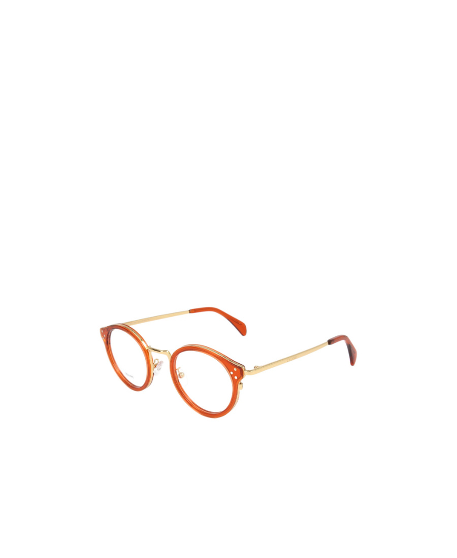 Celine Logo Round Frame Flat Mirror In Orange