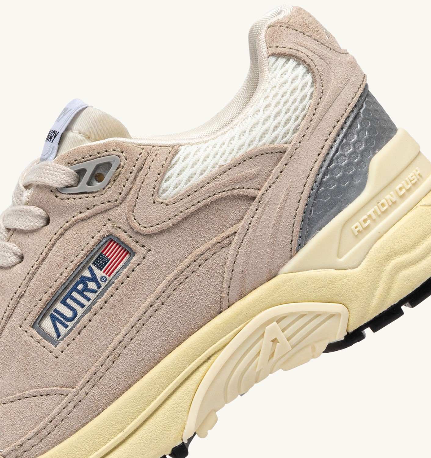 Autry Classic Leather And Mesh Panel Sneakers In Neutral