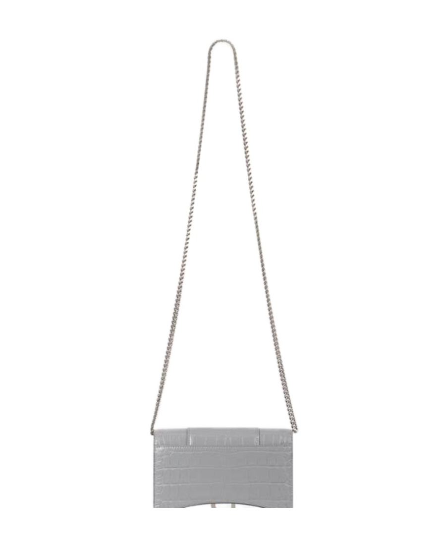 Balenciaga Hourglass Crocodile-effect Clutch Bag In White