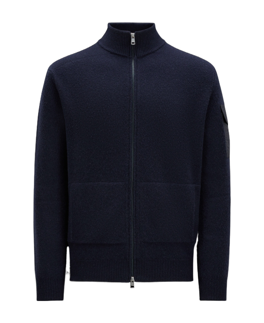 Moncler Zipper Sweater In Blue