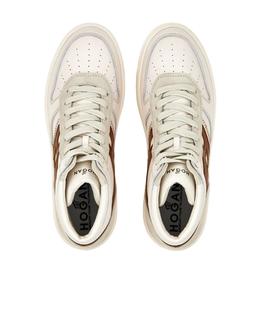 Hogan Panelled High-top Sneakers In Nude