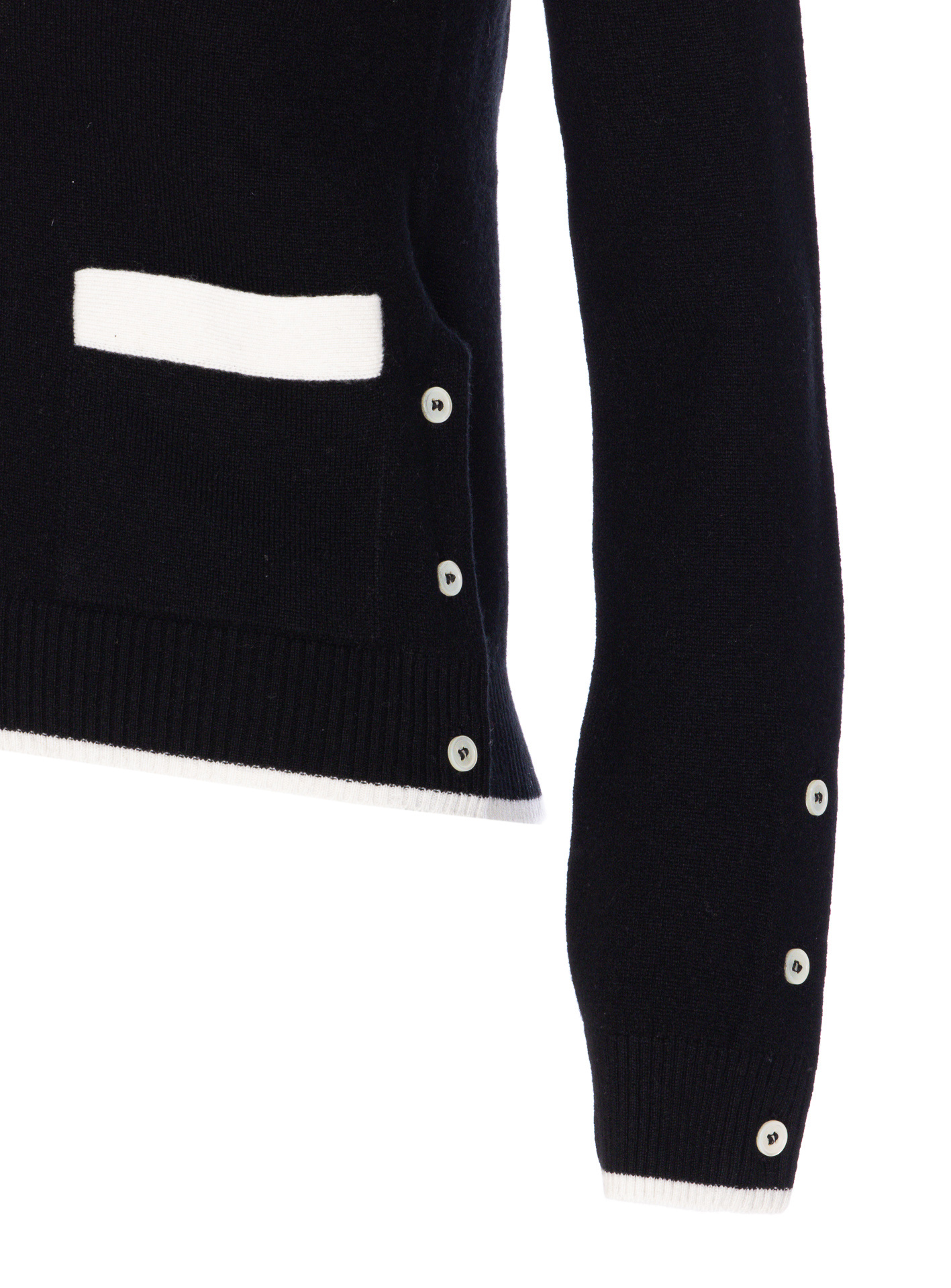 Thom Browne Side Buttoned Knit Cardigan In Black