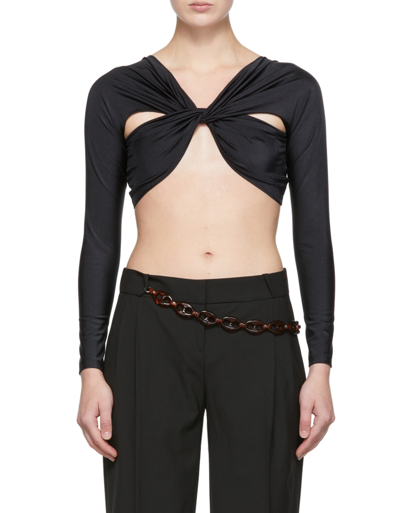 Coperni Ruched Cropped Top In Black