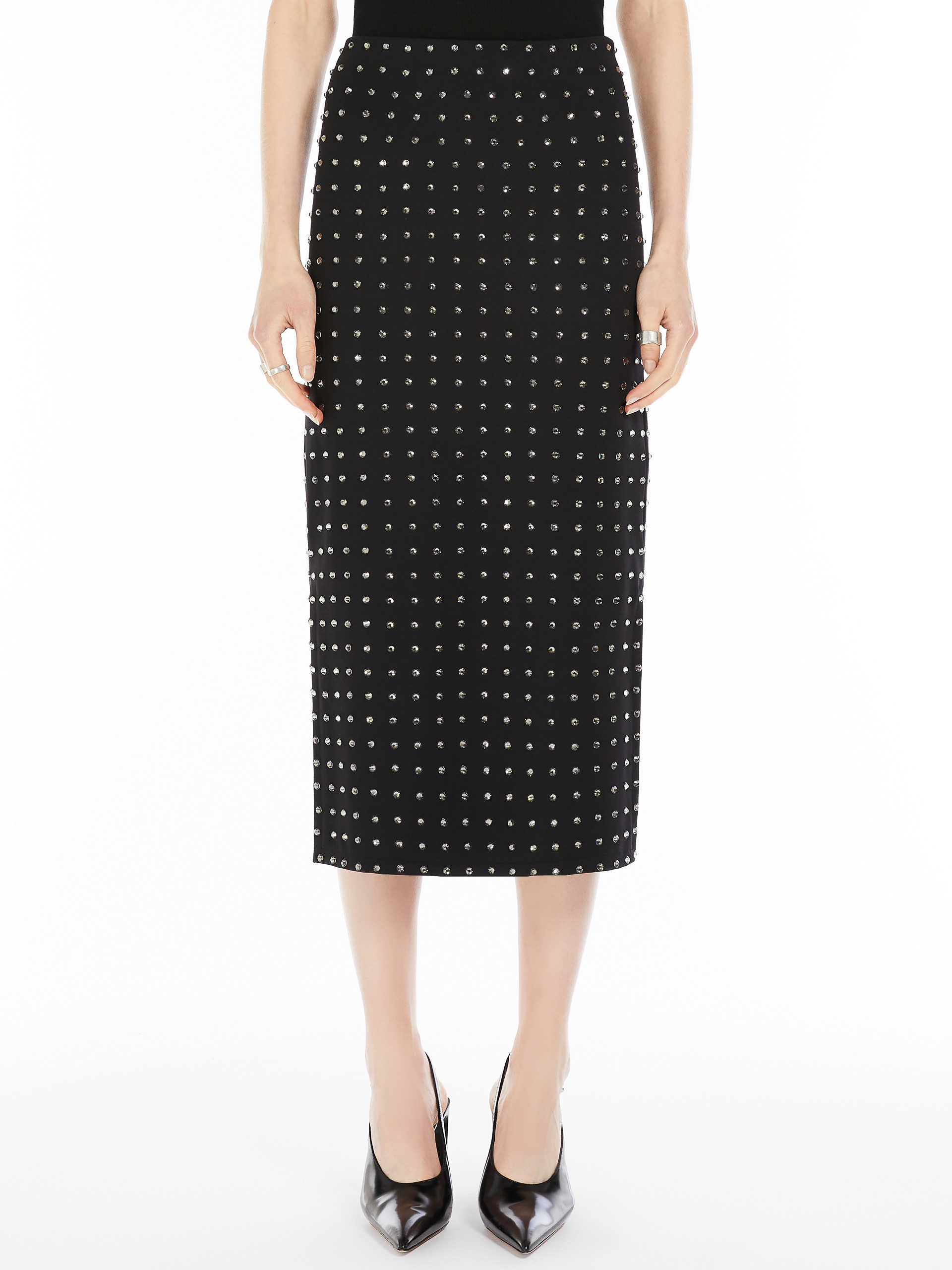 Shop Sportmax Nome All-over Embellished Midi Skirt In Black