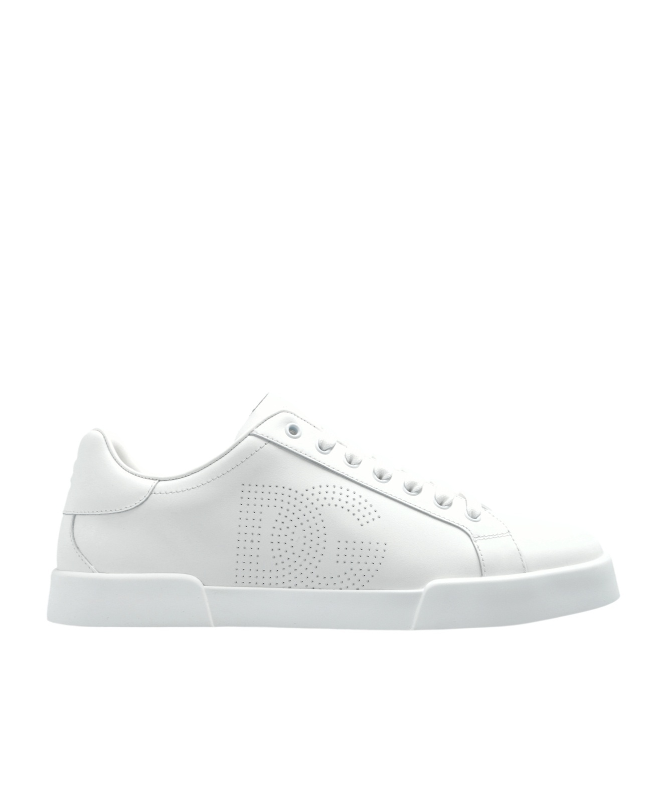Dolce & Gabbana Portofino Calfskin Sneakers Dg Logo In White
