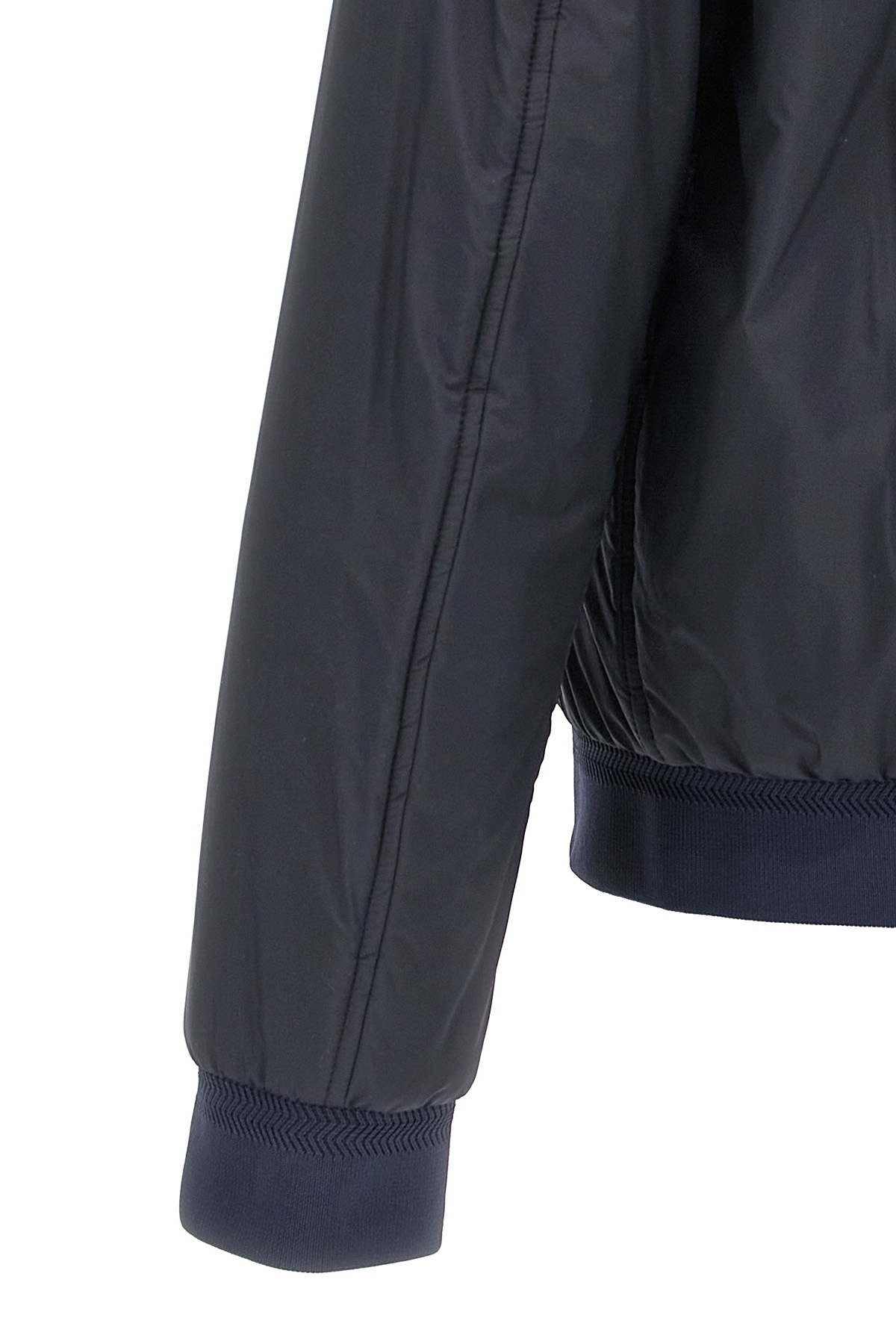Herno High Collar Bomber Jacket With Side Pockets In Black