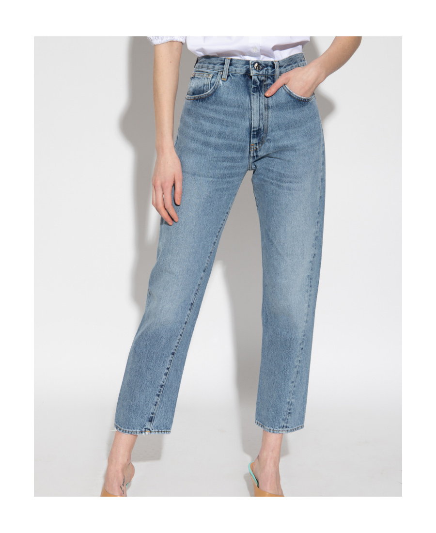 Totême Toteme Twisted Seam High Waist Straight Leg Jeans In Blue