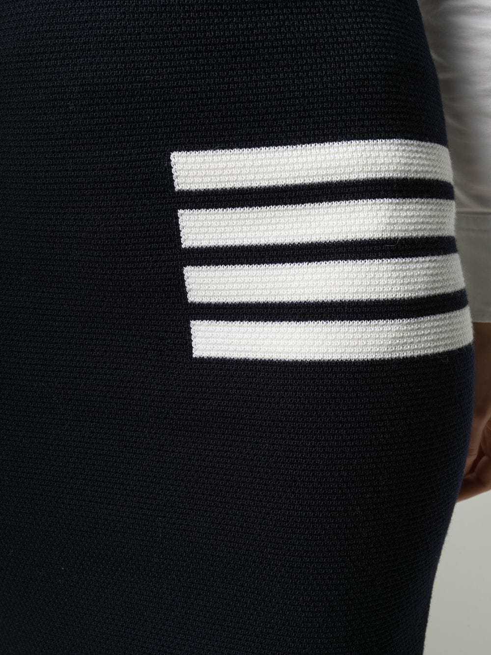 Thom Browne Striped Waffle-knit Wool-blend Pencil Skirt In Black