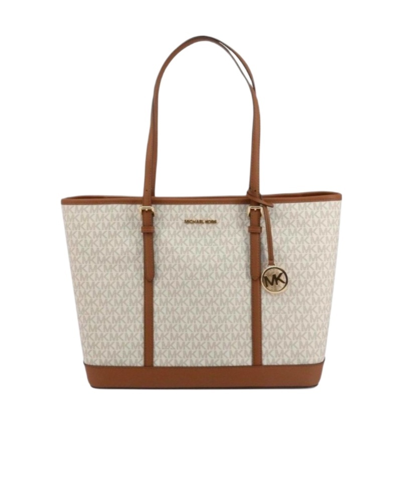 Michael Kors Jet Set Travel Travel Logo Large Tote In White