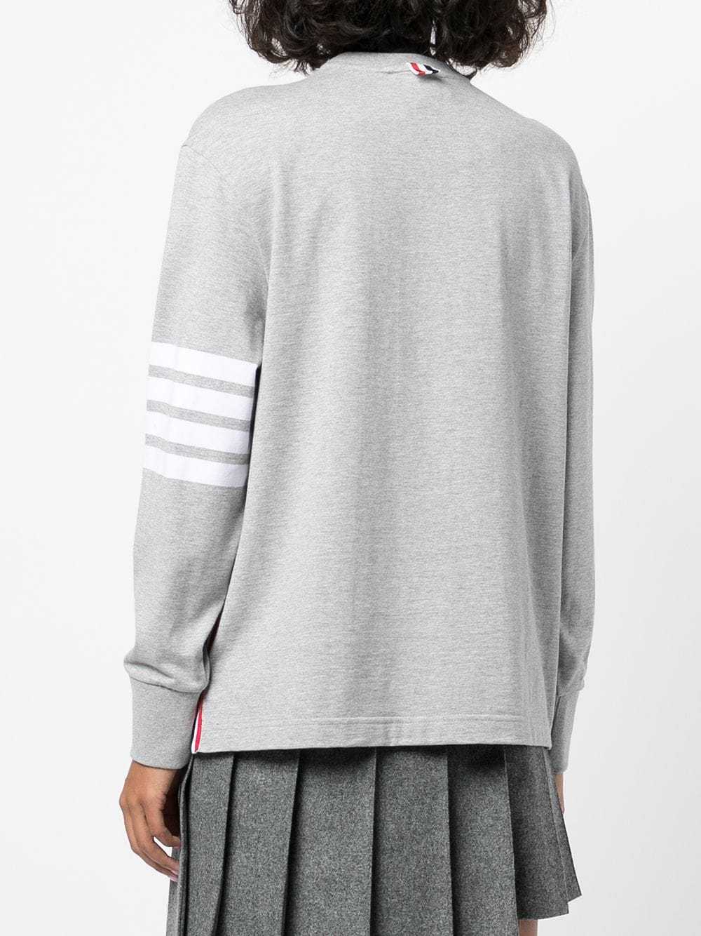 Thom Browne 4-bar Long-sleeve Cotton Jersey Ruby T-shirt In Gray