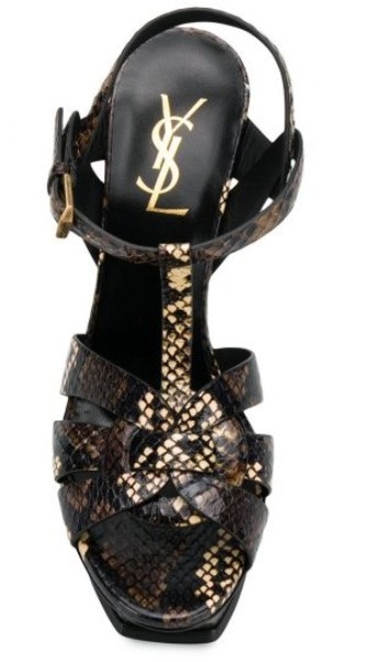Saint Laurent Snakeskin Effect 105mm Sandals In Black