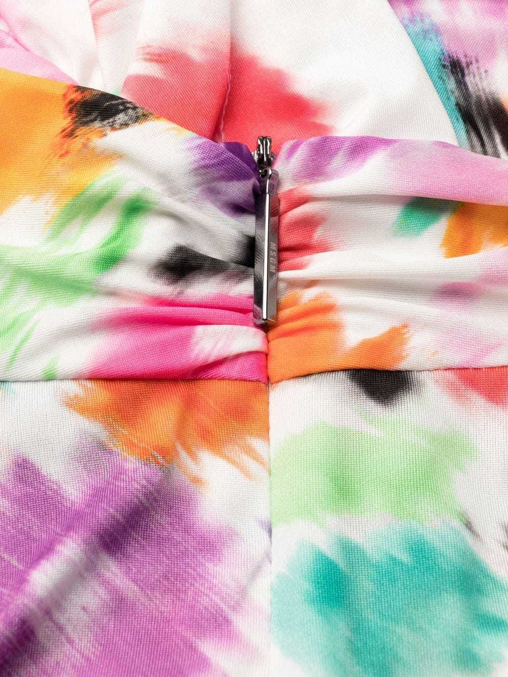 Msgm Abstract Floral-print Midi Dress In Multicolor