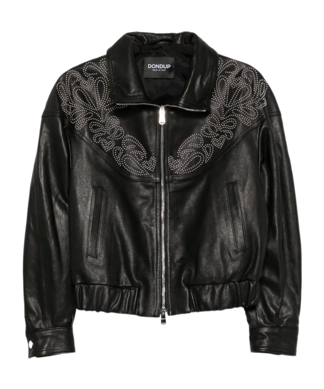 Dondup Embellished Leather Jacket In Black