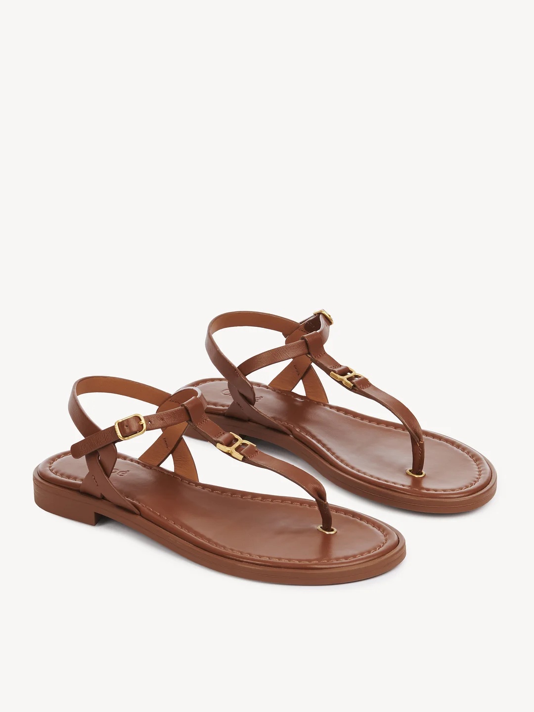 Chloé 'marcie' Brown Flat Thongs Sandals In Brown