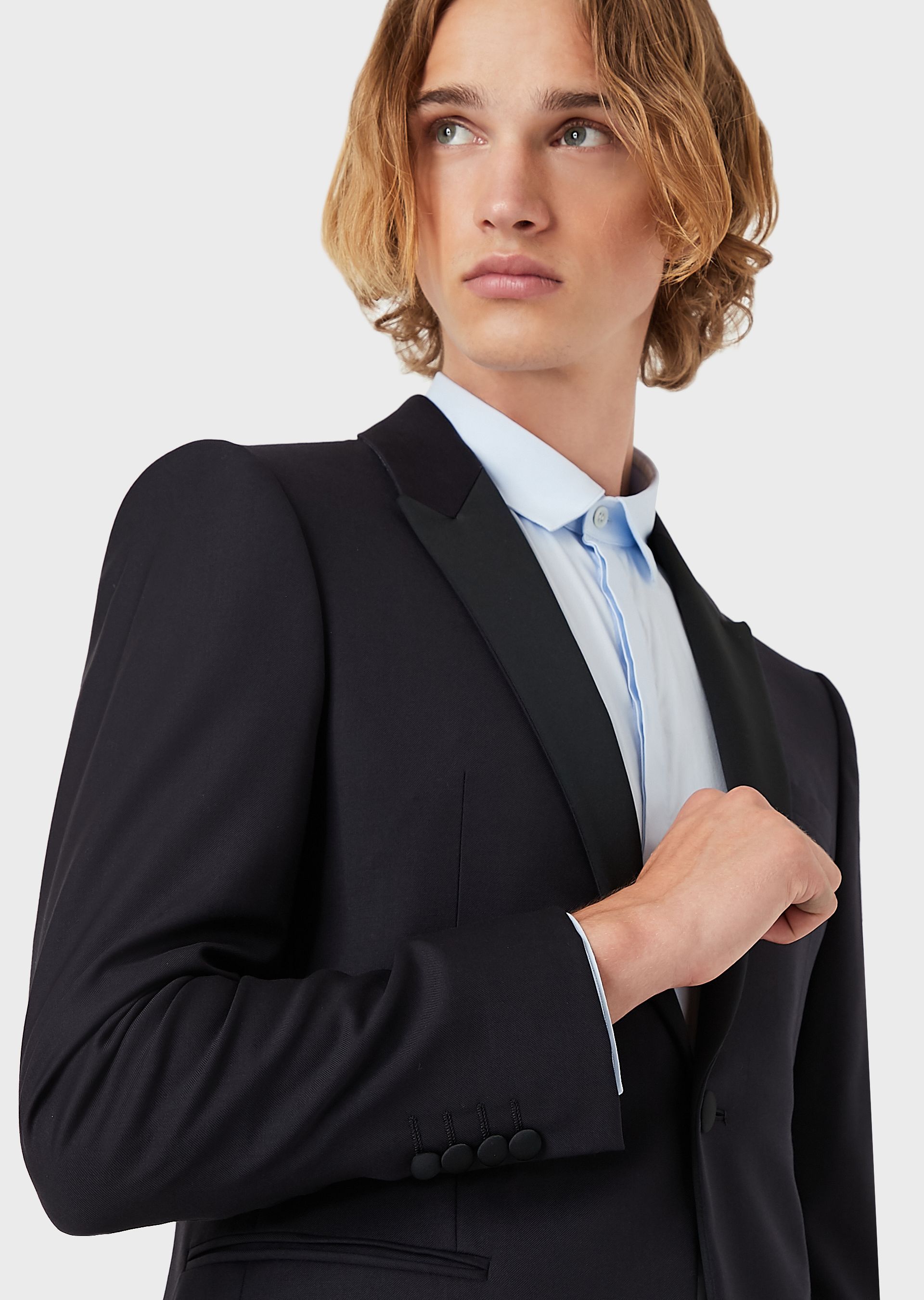 Emporio Armani Single-breasted Wool Blazer In Black