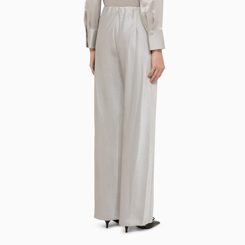 Shop Vince Satin-finish Straight-leg Trousers In Gray