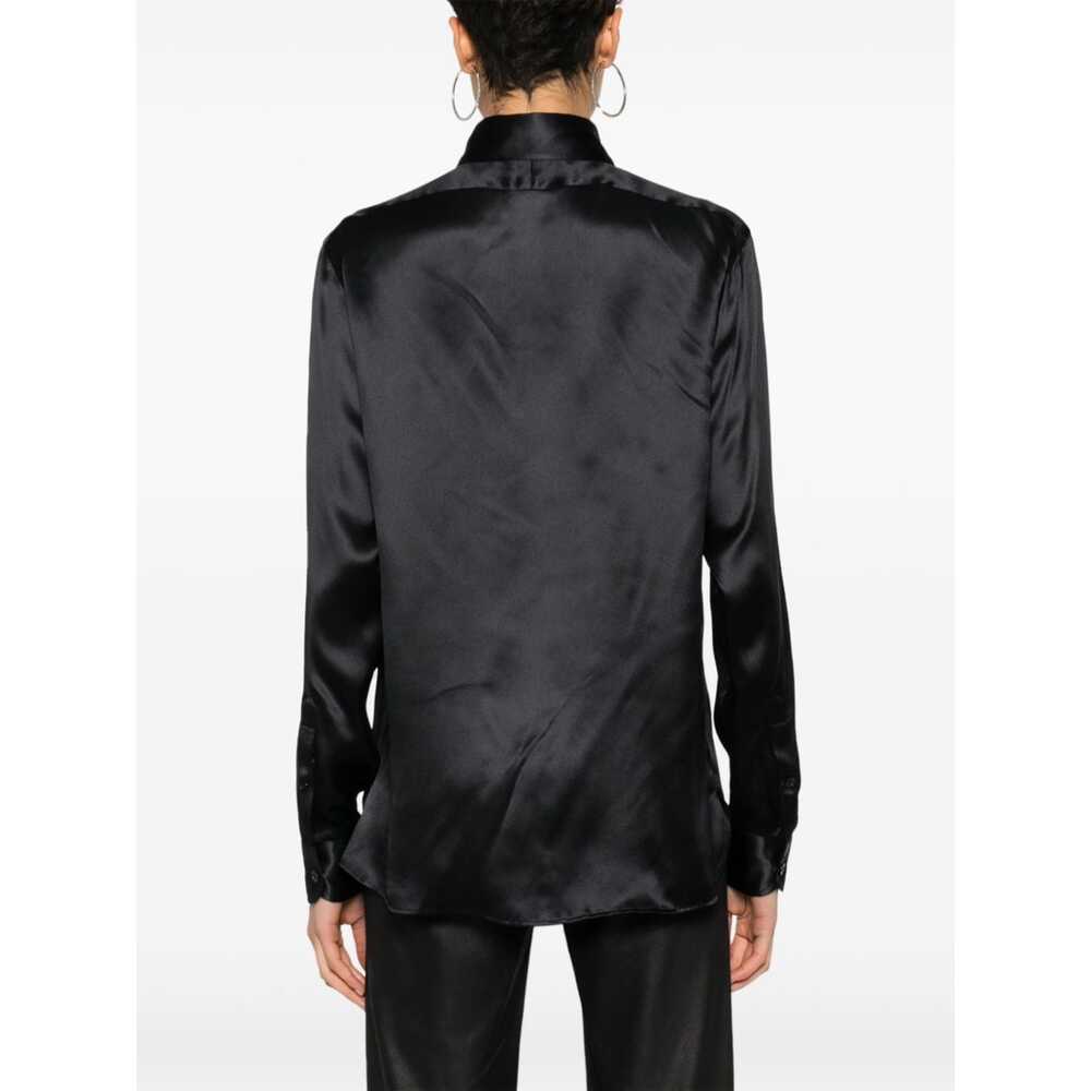 Tom Ford Camicia In Seta Con Dettaglio Plissettato In Black