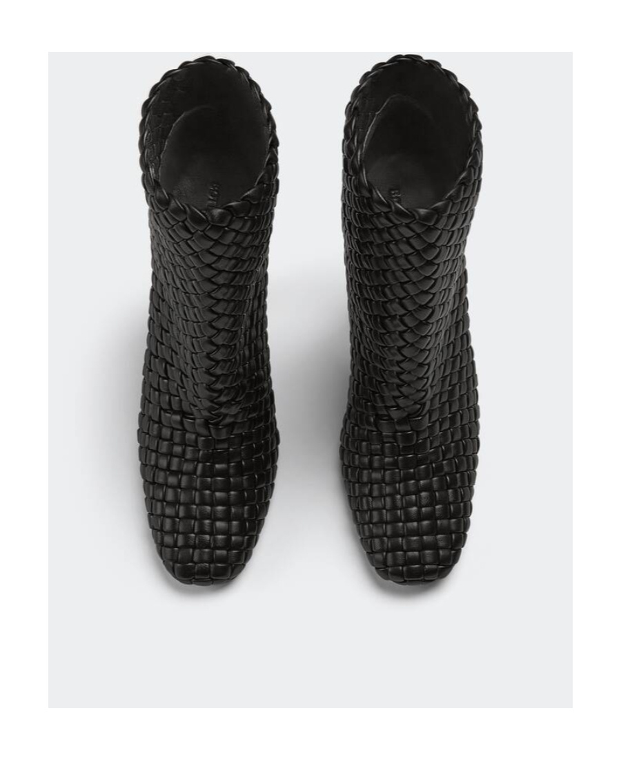 Bottega Veneta Dark Brown Leather Atomic Ankle Boots In Black