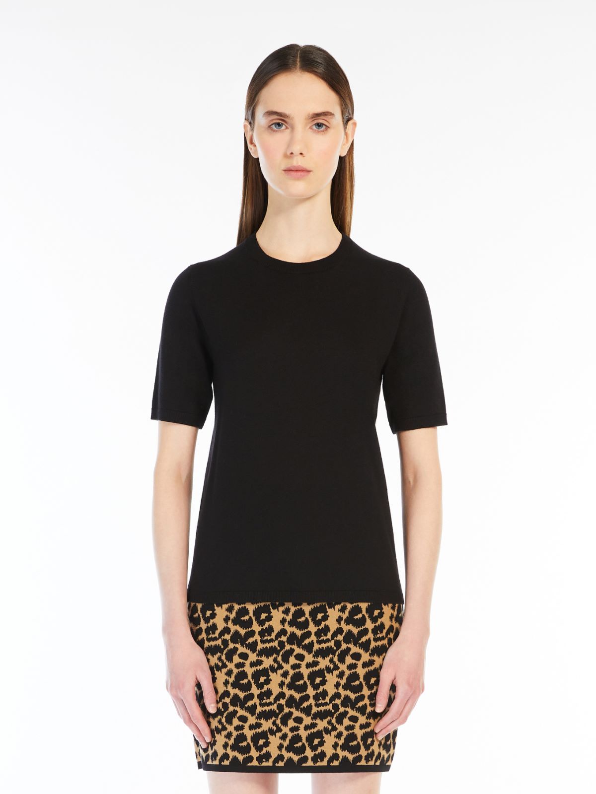 Max Mara Gerico Wool Crewneck Top In Black