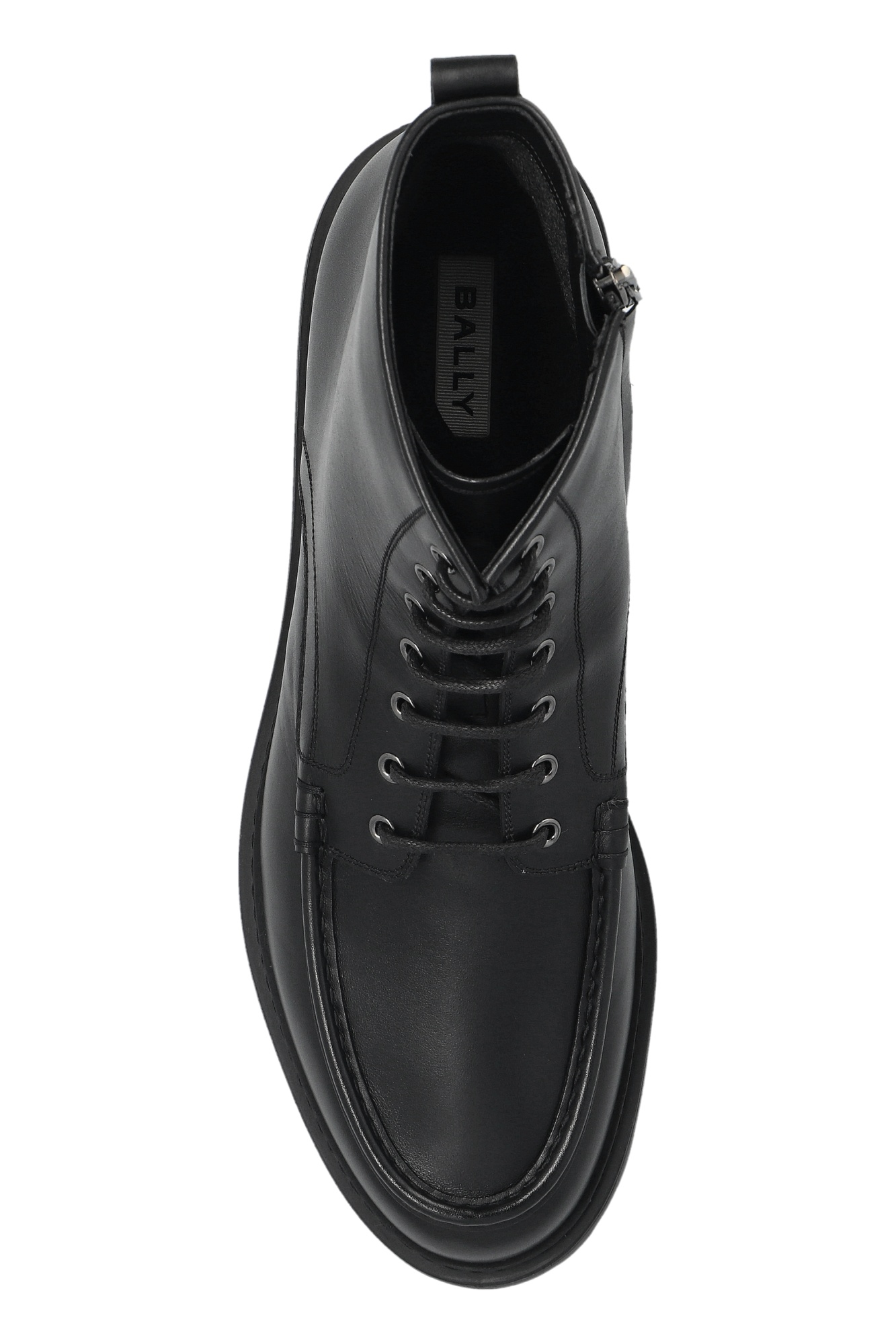 Bally Lace-up Leather Biker Boots In Black