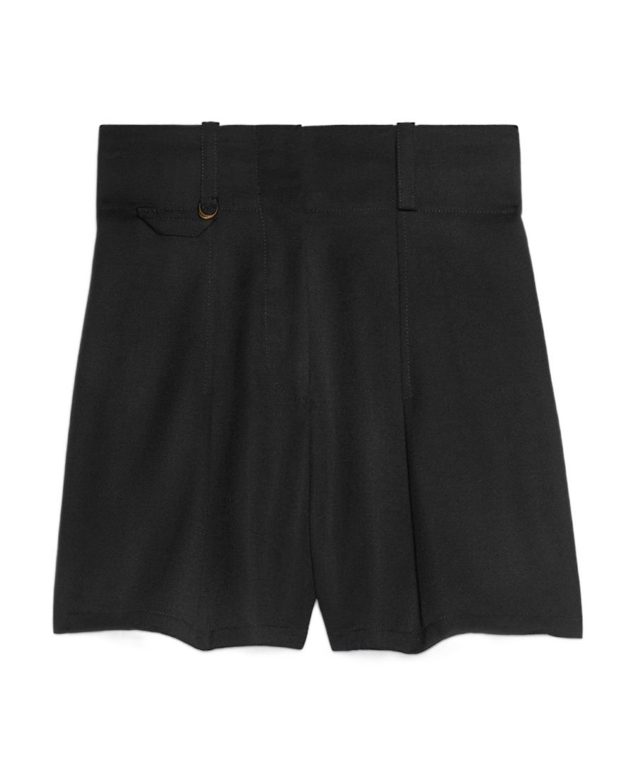 Jacquemus Le Short Bari Pleated Wool Shorts In Black