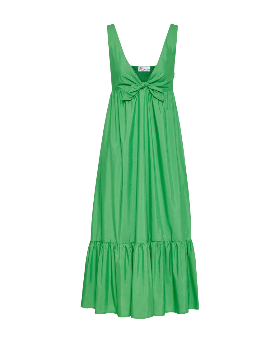 Red Valentino Redvalentino Bow-detailed Poplin Dress In Green