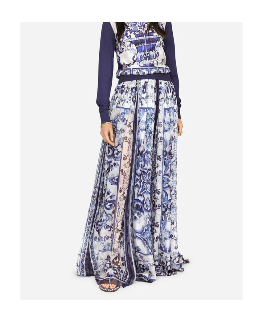 Dolce & Gabbana Majolica-print Silk Floor-length Skirt In Multicolor