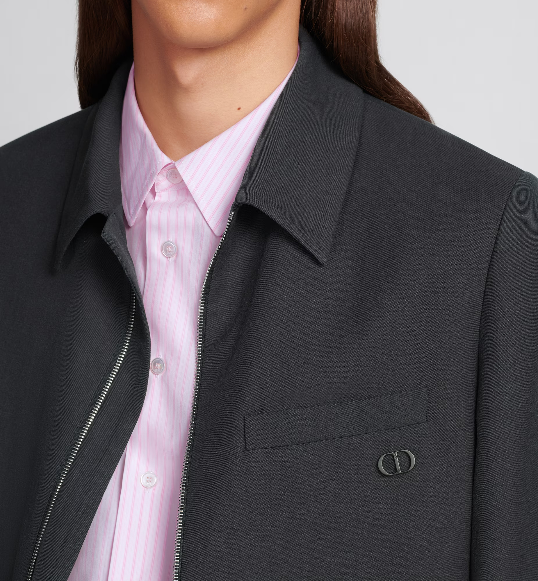 Dior Zipper Wool Blended Leisure Jacket In Black