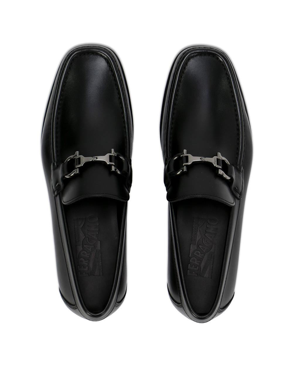 Ferragamo Leather David Loafer With Gancini Hook For Men In Black