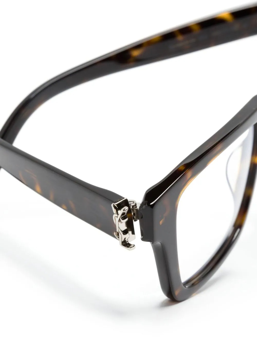 Saint Laurent Tortoiseshell Square-frame Glasses In Black
