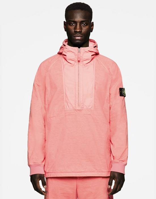 Stone Island Semi-zipper Casual Jacket In Pink