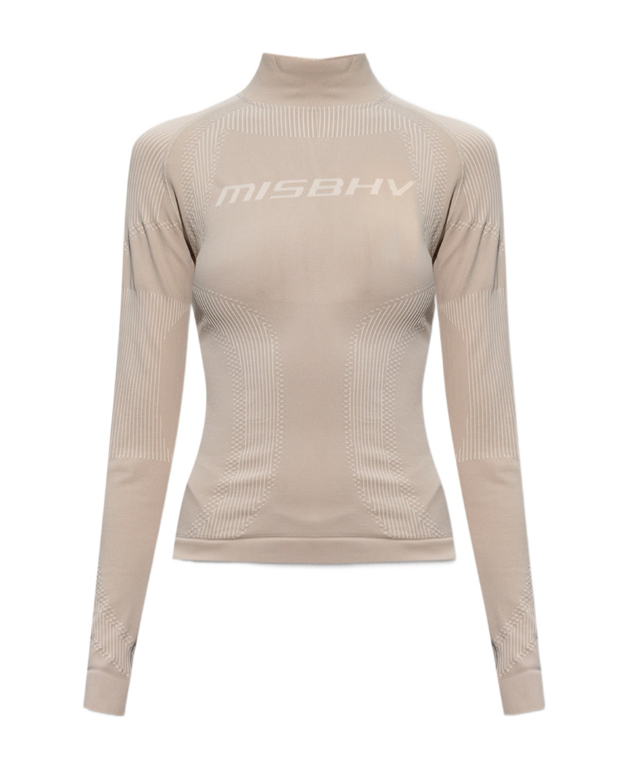 Misbhv Logo-lettering Roll-neck Top In Nude