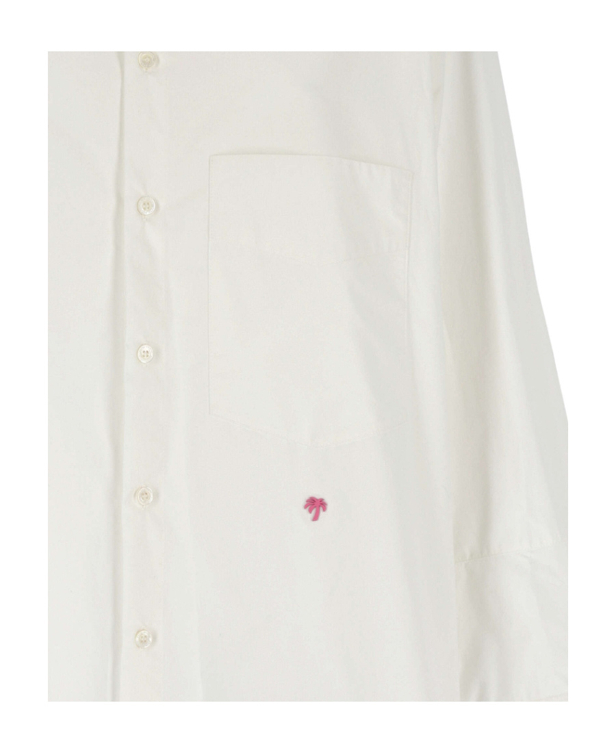 Palm Angels Flared-sleeve Shirt Dress In White
