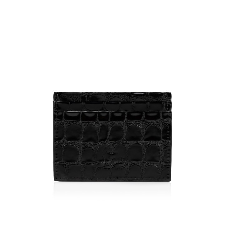 Christian Louboutin Black Loubi54 Brand-embossed Leather Card Holder In Black